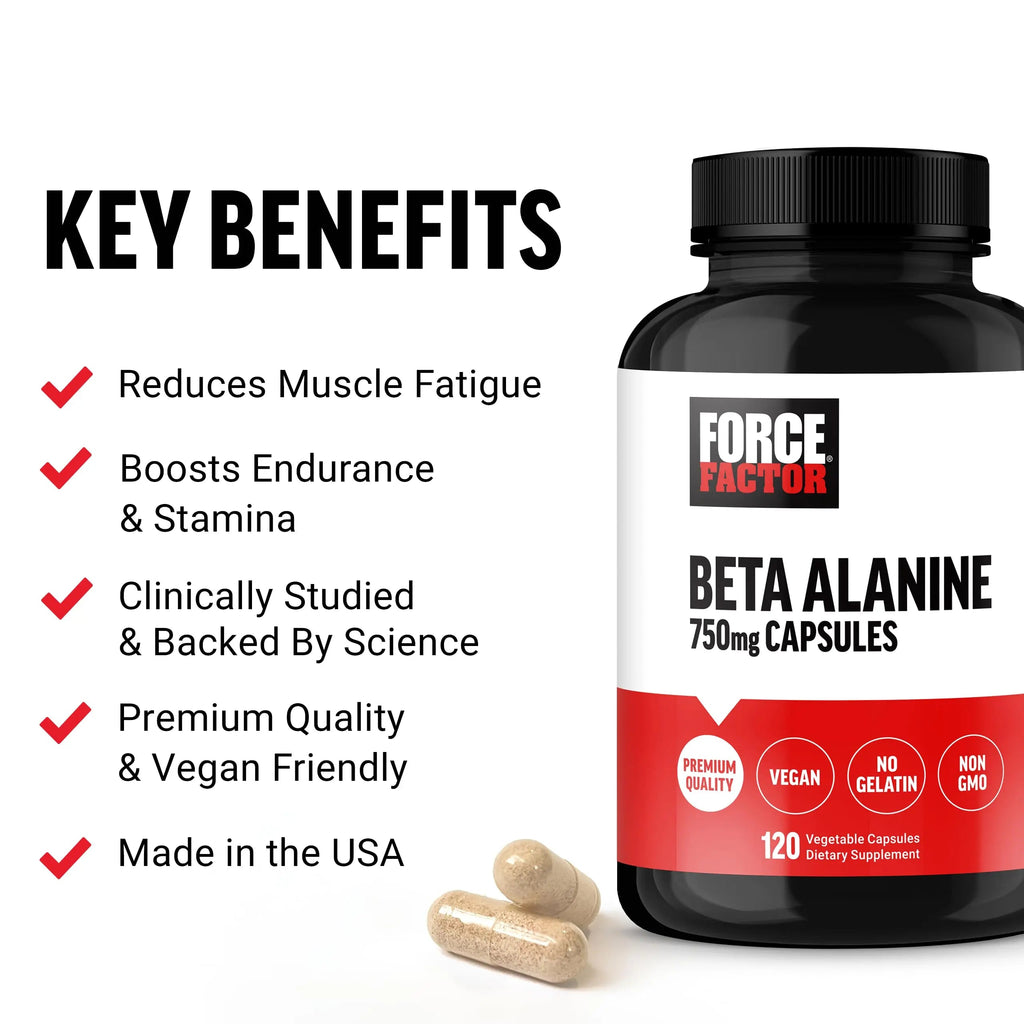 FORCE FACTOR Beta Alanine Capsules, Beta-Alanine Endurance Supplement to Boost Force Factor Au supplements