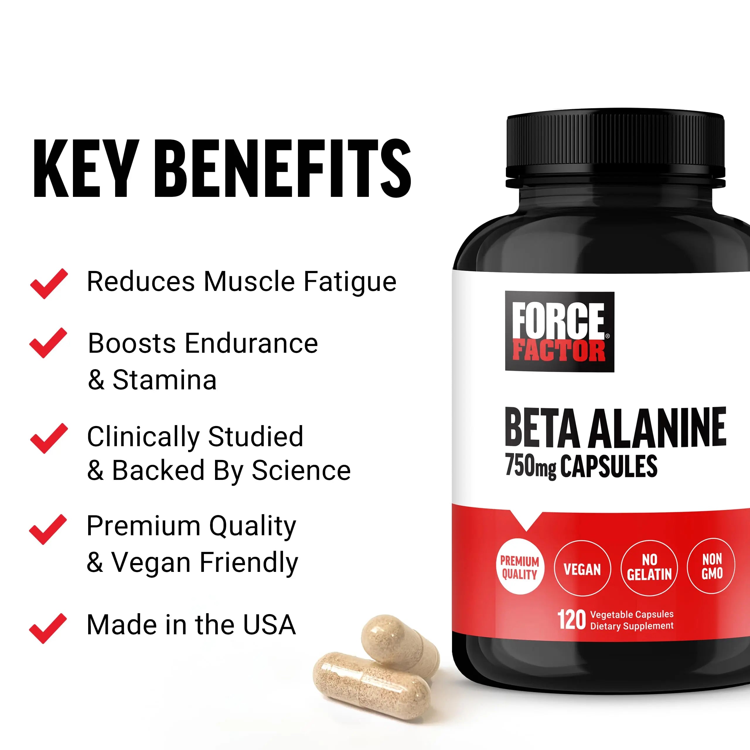 FORCE FACTOR Beta Alanine Capsules, Beta-Alanine Endurance Supplement to Boost Force Factor Au supplements