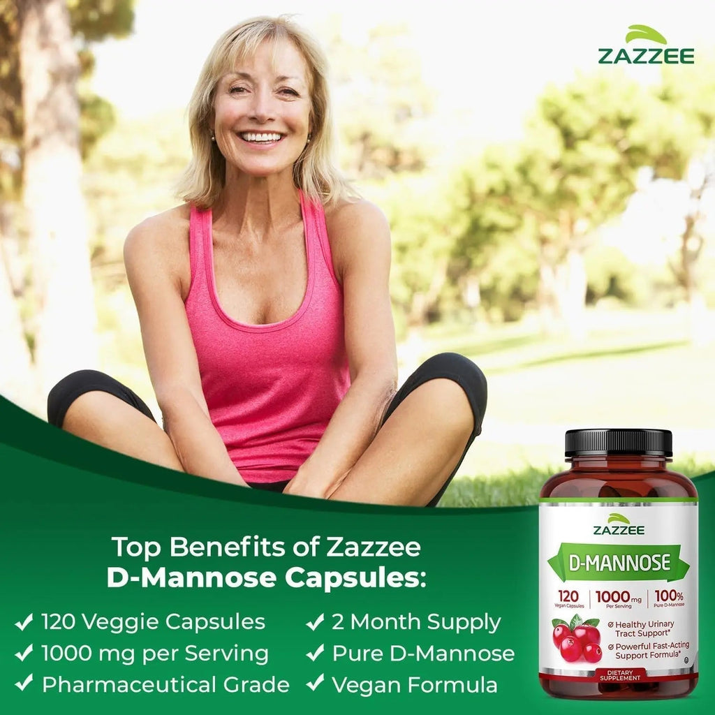 Zazzee Ultimate Urinary Tract Support Bundle | Super Concentrated Proanthocyanidin Cranberry Extract Capsules Plus D-Mannose 1000mg Capsules for UT & Bladder Cleansing (60 Servings Each) Zazzee Au supplements