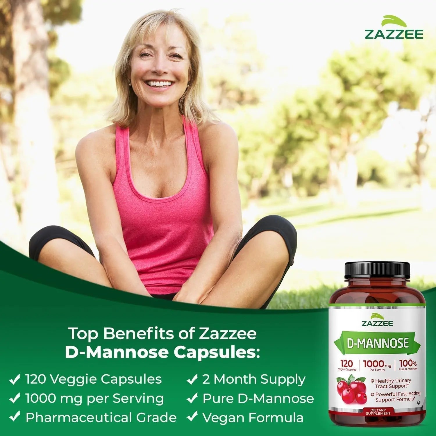 Zazzee Ultimate Urinary Tract Support Bundle | Super Concentrated Proanthocyanidin Cranberry Extract Capsules Plus D-Mannose 1000mg Capsules for UT & Bladder Cleansing (60 Servings Each) Zazzee Au supplements