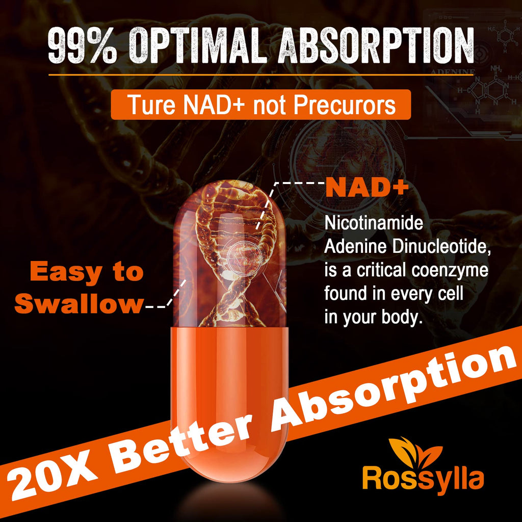 Rossylla 1300 MG Liposomal NAD+ Supplement | Highest Absorption | Purest NAD Supplemet to Boost NAD+ Effetively | Boosting NAD+ Supplement for Aging Defese, Cellular Energy, Longevity | 120 Count Rossylla Au supplements
