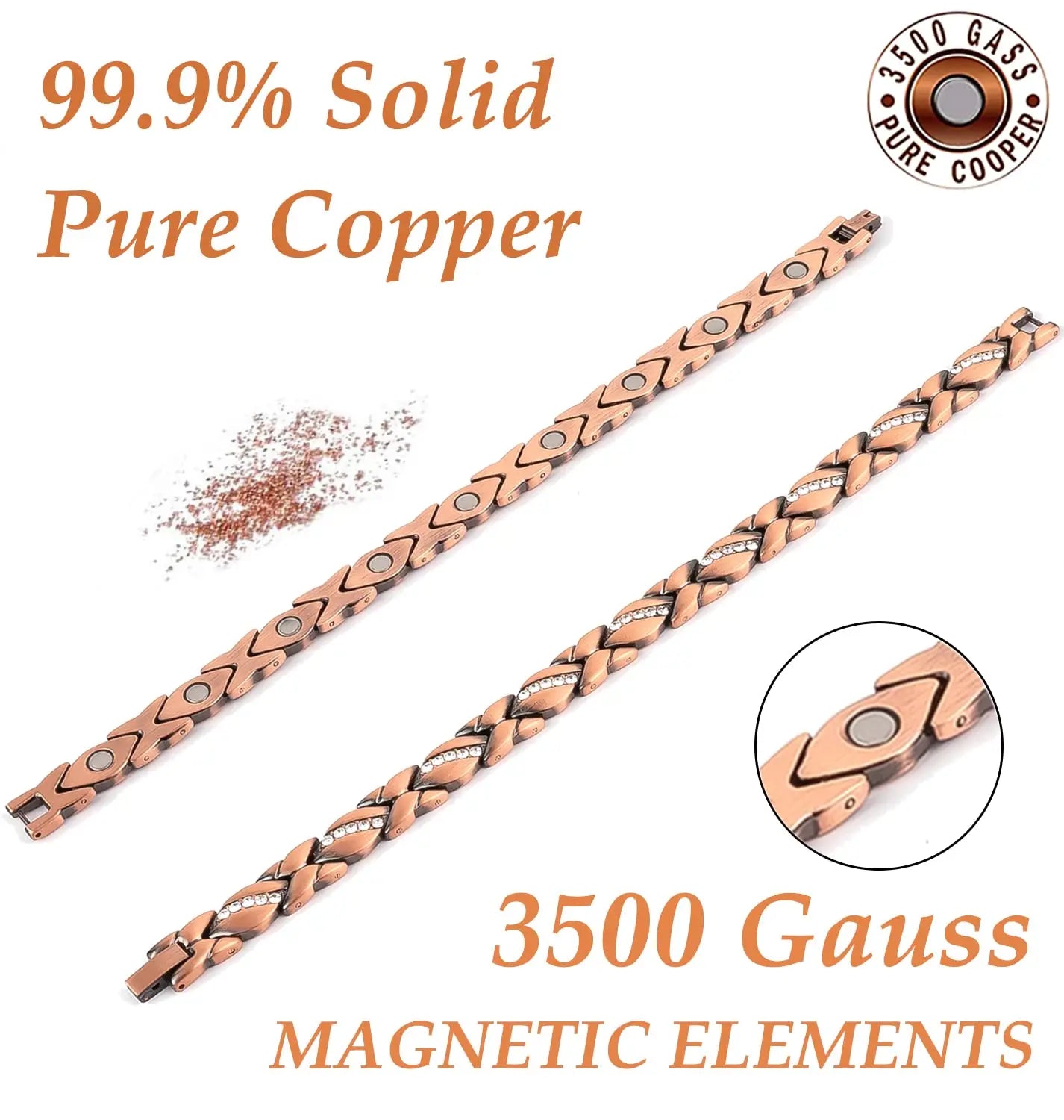 Vicmag Copper Bracelet for Women 99.9% Solid Pure Copper Valentine's Day Gift for Her with Adjustment Tool Vicmag Au supplements