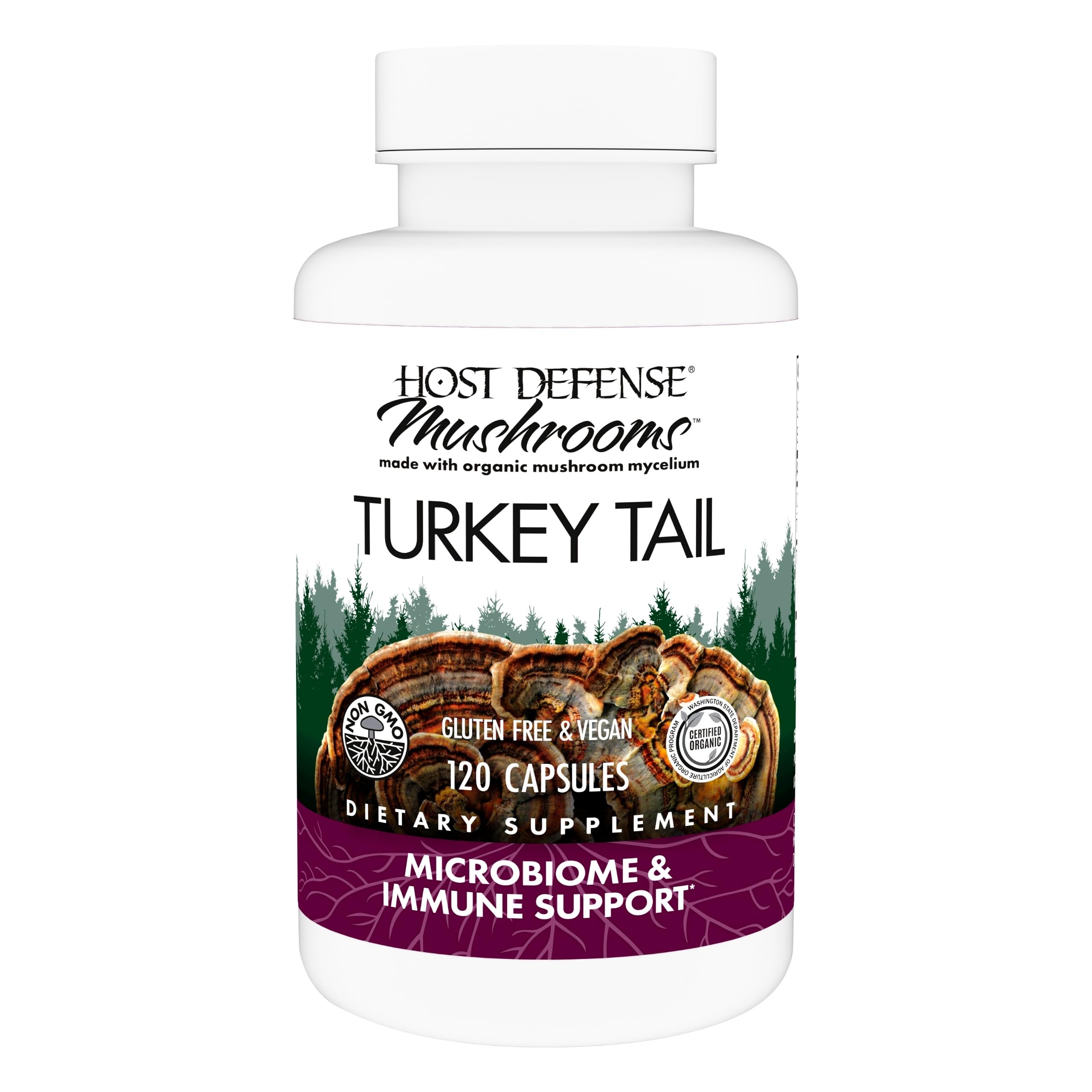 Host Defense Turkey Tail Capsules - Digestive Health & Immune Response Support Supplement - Mushroom Supplement for Gastrointestinal