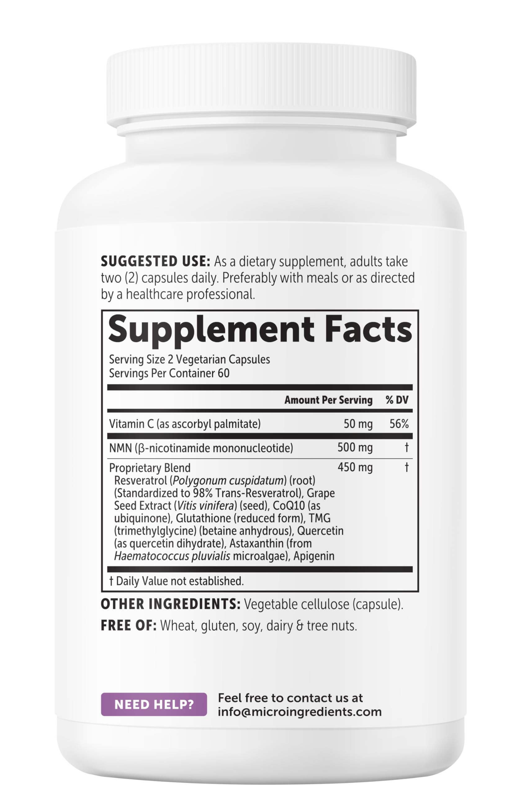 Micro Ingredients NMN Complex 1000mg Per Serving, 120 Veggie Capsules | 10-in-1 with Nicotinamide Mononucleotide, Resveratrol, CoQ10, Quercetin & Glutathione