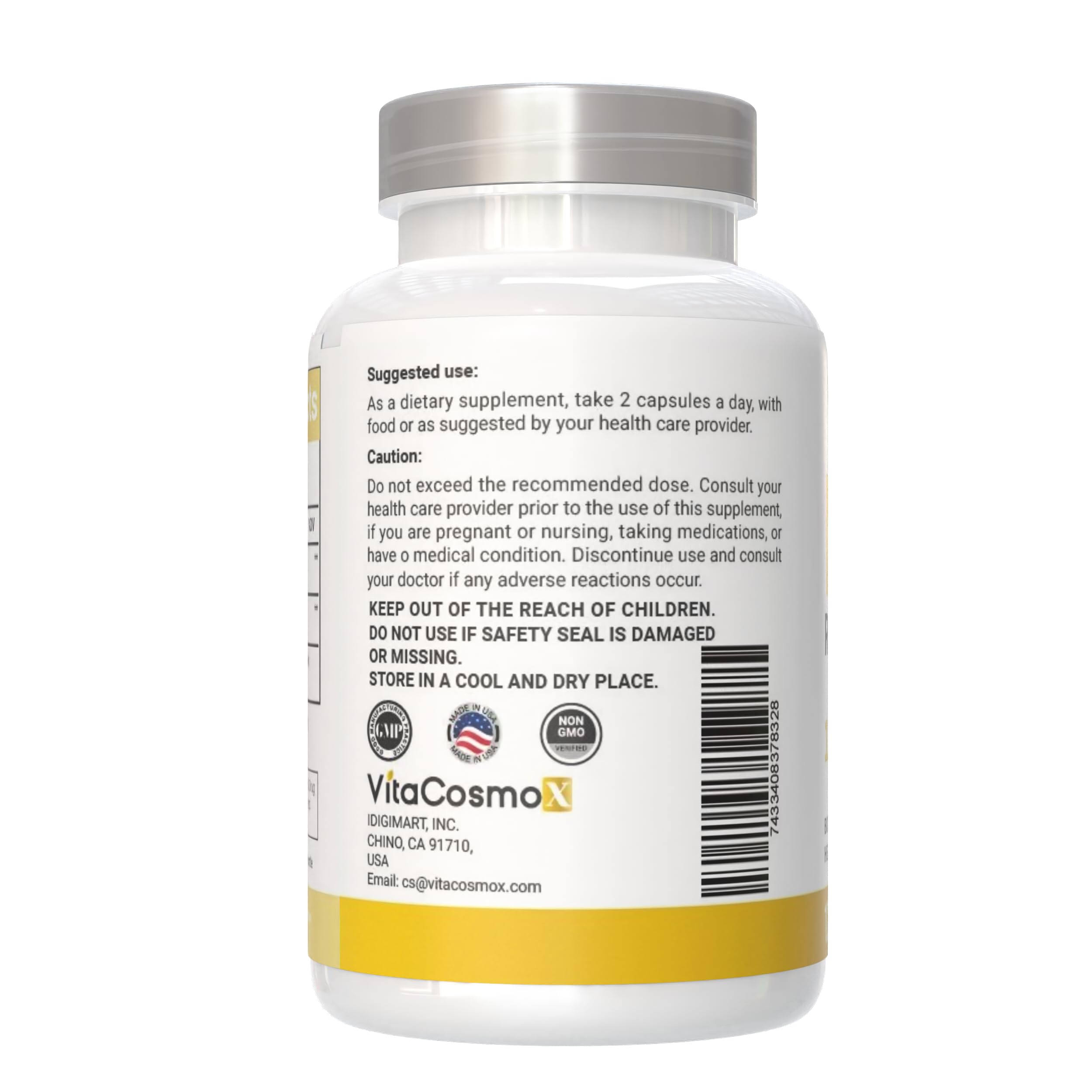 VitaCosmoX NAD+ Supplement 1,200mg per Serving,120 Capsules (Nicotinamide Adenine Dinucleotide) - 60 Servings, Gluten-Free, Vegan VitaCosmoX Au supplements