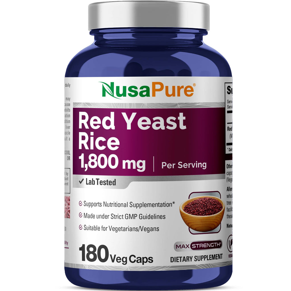 NusaPure Red Yeast Rice 1800mg 180 Veggie Capsules (Non-GMO, Vegan) NusaPure Au supplements