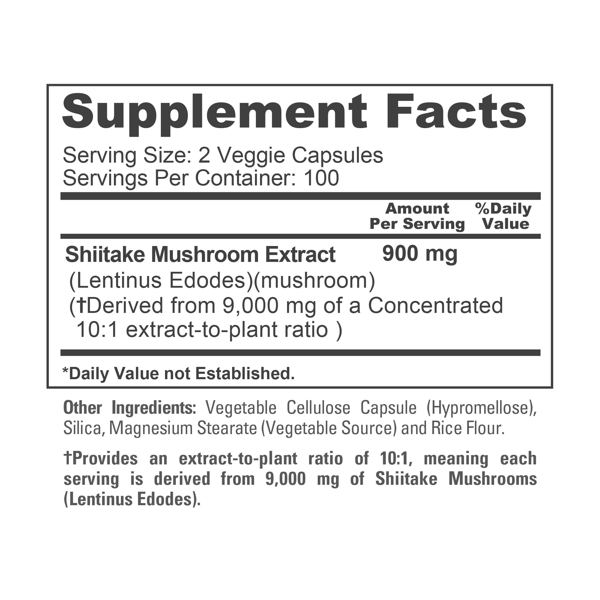 NusaPure Shiitake Mushroom 10:1 Extract, 900 mg Equivalent to 9000mg 200 Veggie Capsules (Non-GMO, Vegan) NusaPure Au supplements