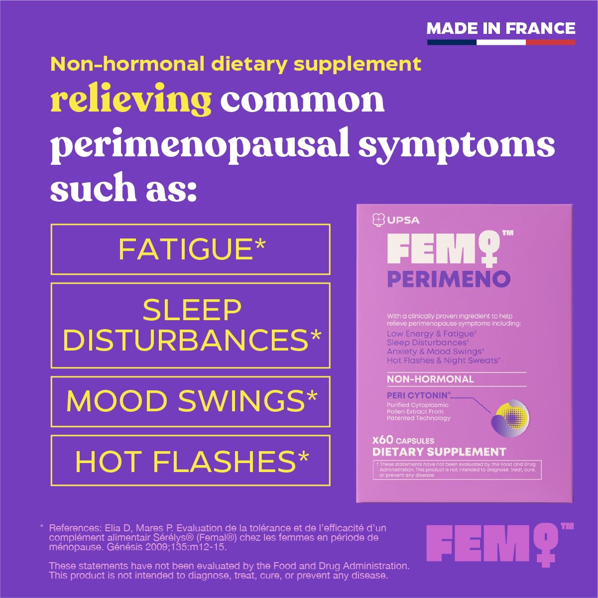 Upsa FEM Perimeno Perimenopause Supplements for Women - Non-Hormonal Pre-Menopause Support for Hot Flashes, Night Sweats, Mood, Sleep & Low Energy - 30 Capsules Upsa Au supplements