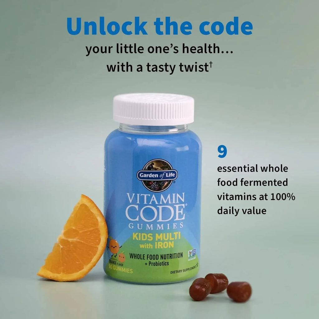 Kids Multivitamin Gummy with Iron + Probiotics for Immune Health & Digestion: Vitamins D, C, E, B, Zinc for Energy & Development, Vitamin Code Garden of Life Au supplements