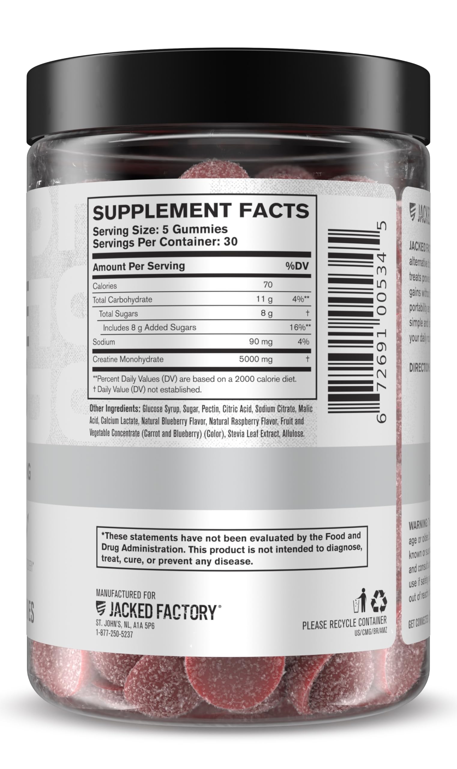 Jacked Factory Creatine Gummies 5g Daily Dose (1g per Gummy) - Creatine Gummy for Men and Women, Vegan-Friendly, Travel-Friendly, Third-Party Tested - 150 Gummies, Blue Raspberry Jacked Factory Au supplements