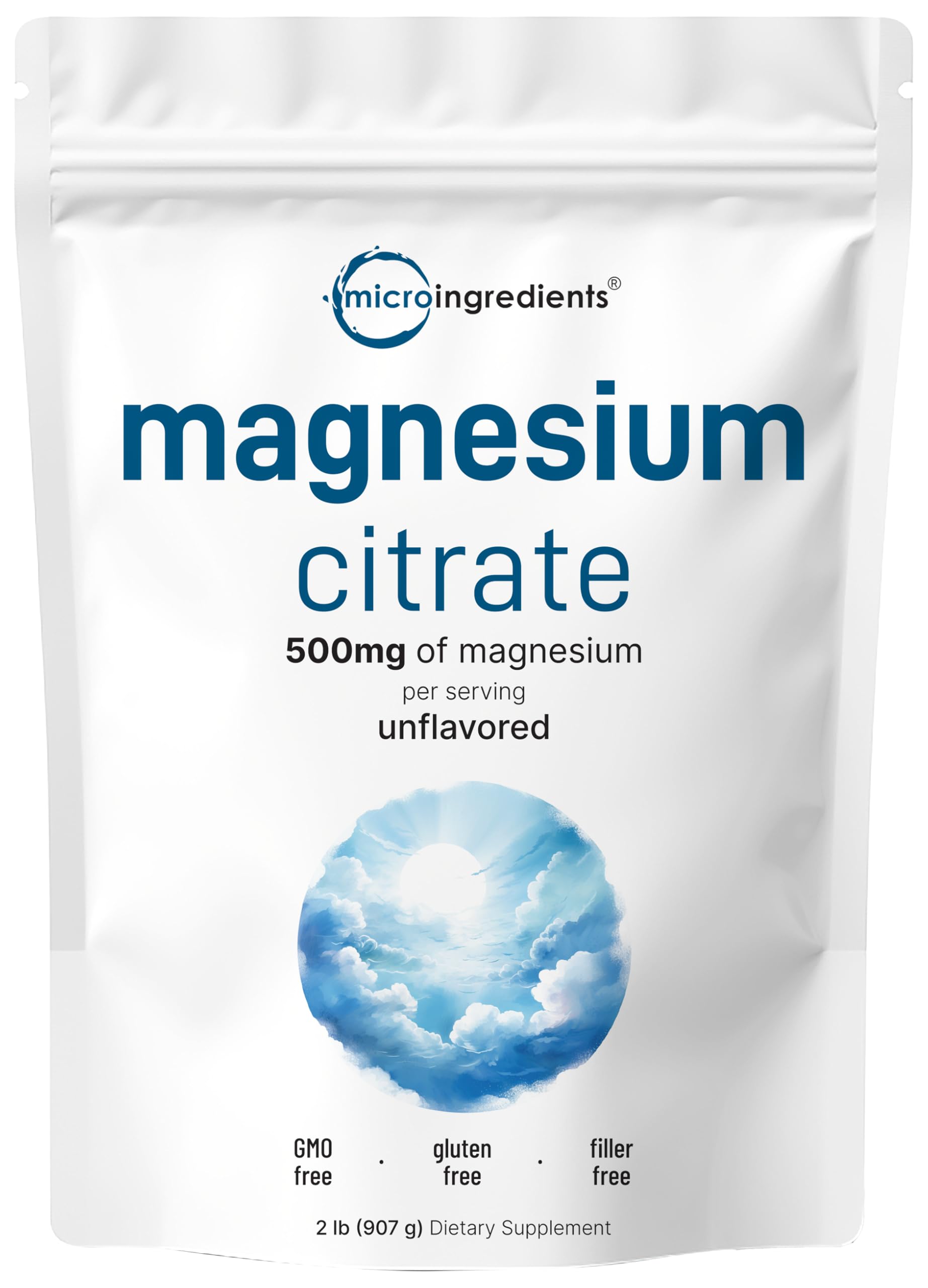 Magnesium Citrate Powder, 2lbs | Unflavored Magnesium Supplement | Relaxation and Nutrient Utilization | Easily Absorbed Formula | Non-GMO, Vegan, Gluten Free