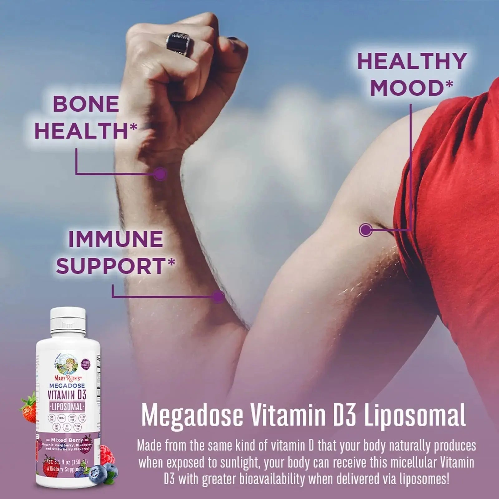 MaryRuth Organics Kids Multivitamin Liposomal (Strawberry Cherry & Vanilla) & Vitamin D3 Liposomal (Mixed Berry) Clean Label Project Verified MARYRUTH'S Au supplements