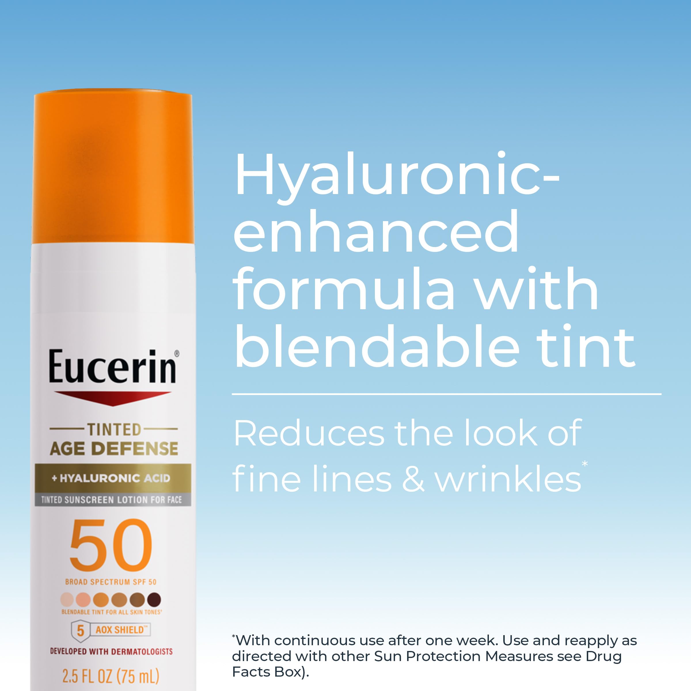 Eucerin Sun Tinted Age Defense Face Sunscreen Lotion SPF 50 with Hyaluronic Acid