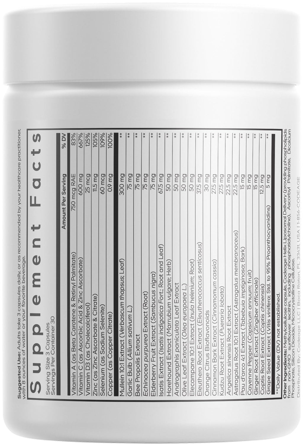 Codeage Liposomal Mullein Ultra Supplement - Mullein 10:1 Extract, Elderberry, Bee Propolis, Echinacea, Ginger Root, Andrographis, Kudzu, Vitamins, Elecampane, Eleuthero, Isatis, Non-GMO - 90 Capsules Codeage Au supplements