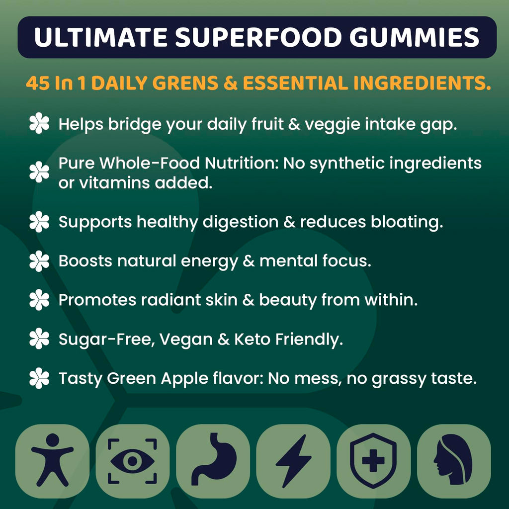 ROOTI Greens + Superfoods Gummies for Adults – 7-in-1 Whole Food Supplement, Spirulina, Lion’s Mane, Probiotics, Fiber & Digestive Enzymes Vegan, Sugar-Free,