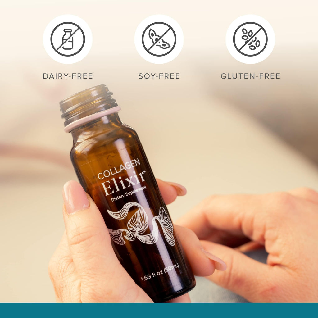 Isagenix Collagen Elixir - Drink with Marine Collagen Peptides - Support a Youthful Appearance with Vitamin C, Zinc & Biotin - 10 Bottles (1 Box)