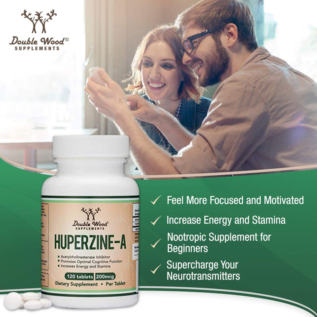 Huperzine A 200mcg (Third Party Tested) 120 Tablets, Brain Supplement to Promote Acetylcholine (Acetylcholinesterase Inhibitor) - Supports Memory and Focus by Double Wood Double Wood Supplements Au supplements