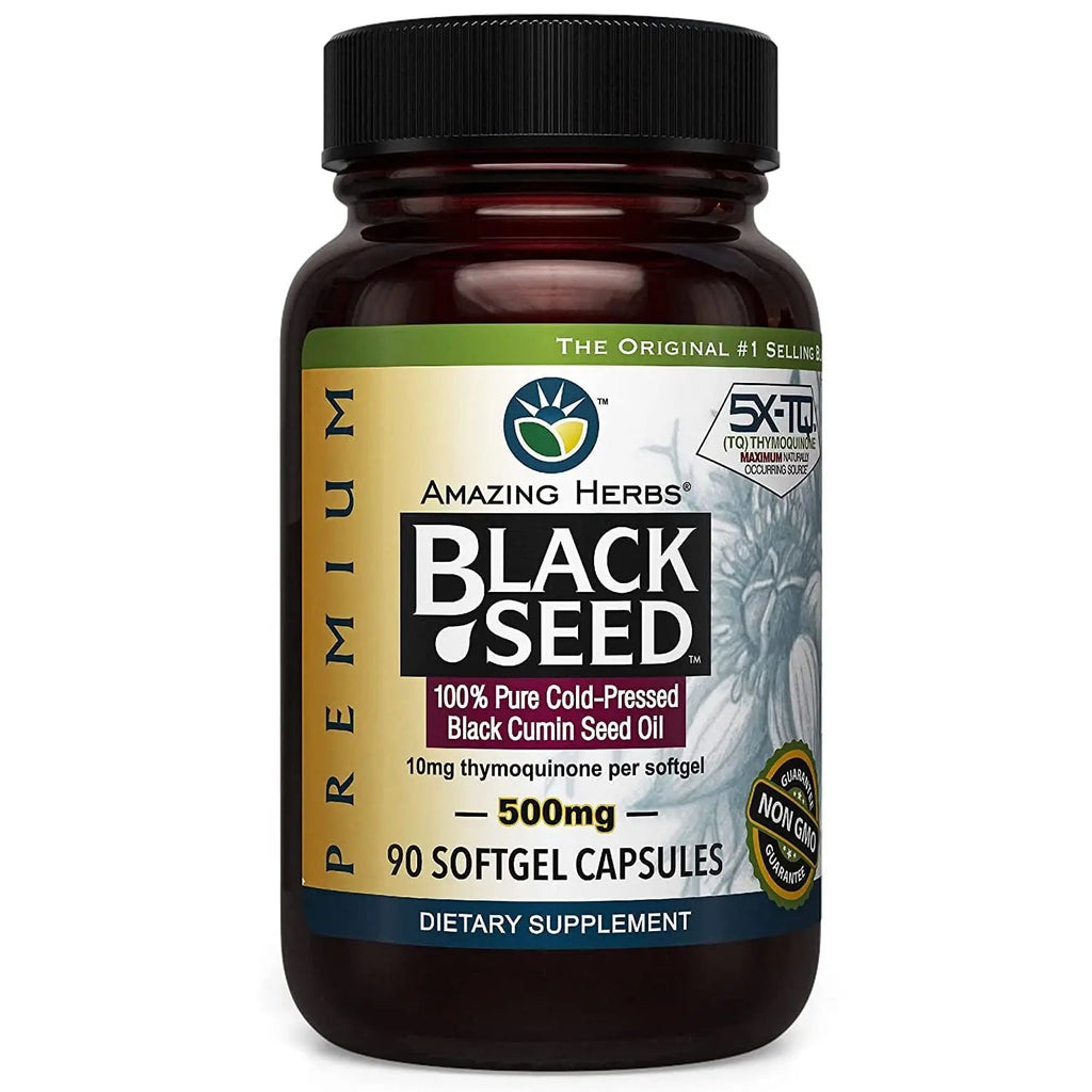 Amazing Herbs Premium Black Seed Oil Capsules - Cold Pressed Nigella Sativa Aids Amazing Herbs Au supplements