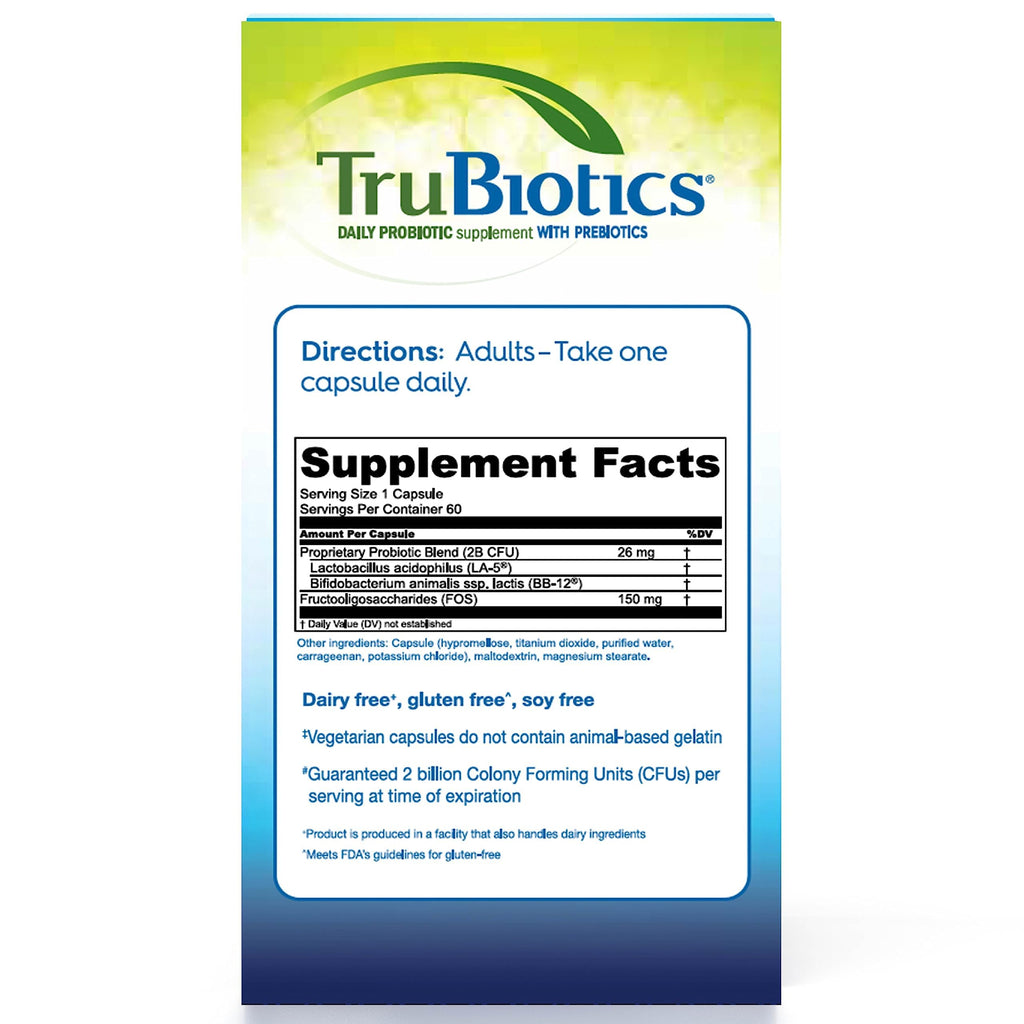 TruBiotics Probiotics for Digestive & Immune Health, Supports Regularity & Helps Relieve Abdominal Discomfort, Gas & Bloating, 2 Clinically Studied