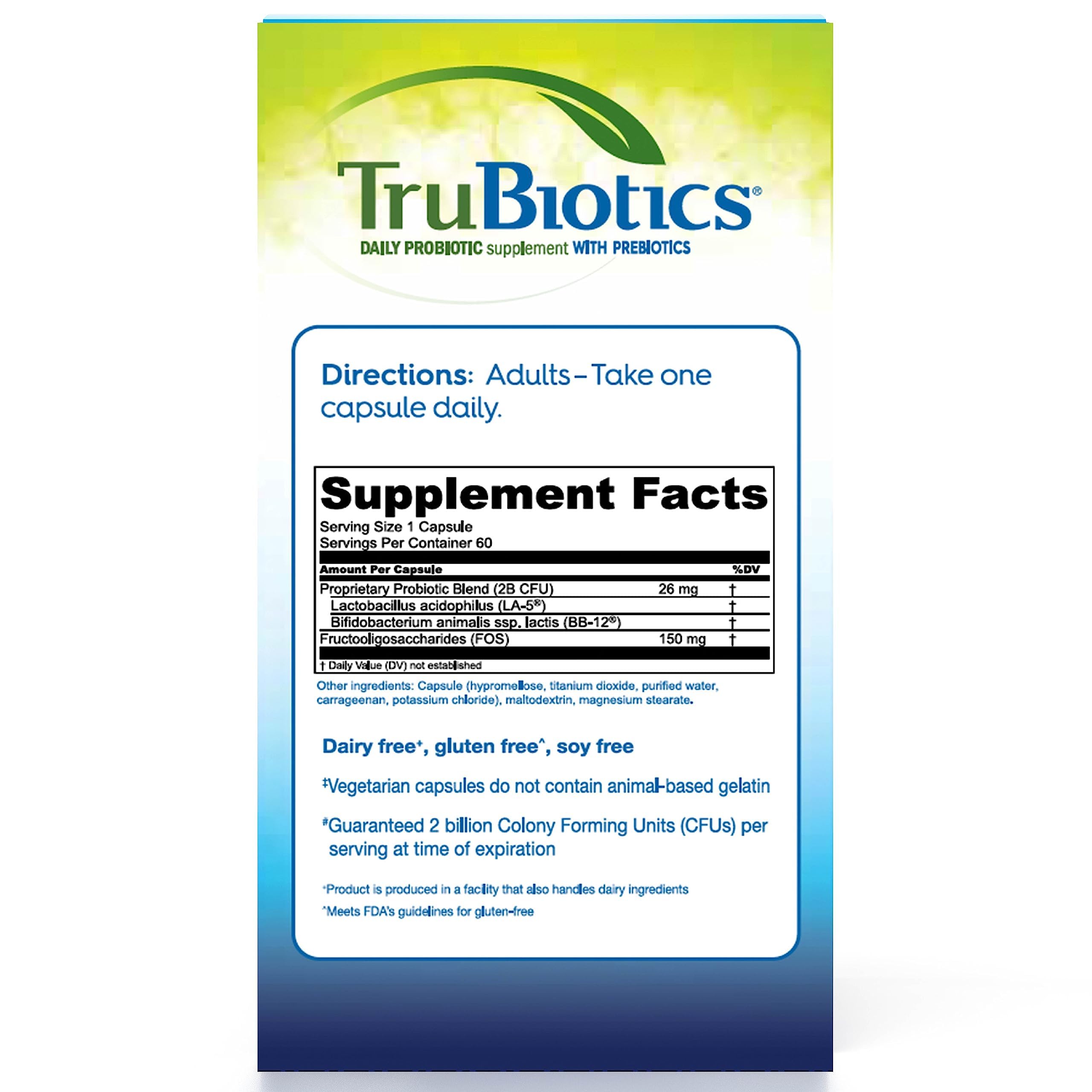 TruBiotics Probiotics for Digestive & Immune Health, Supports Regularity & Helps Relieve Abdominal Discomfort, Gas & Bloating, 2 Clinically Studied