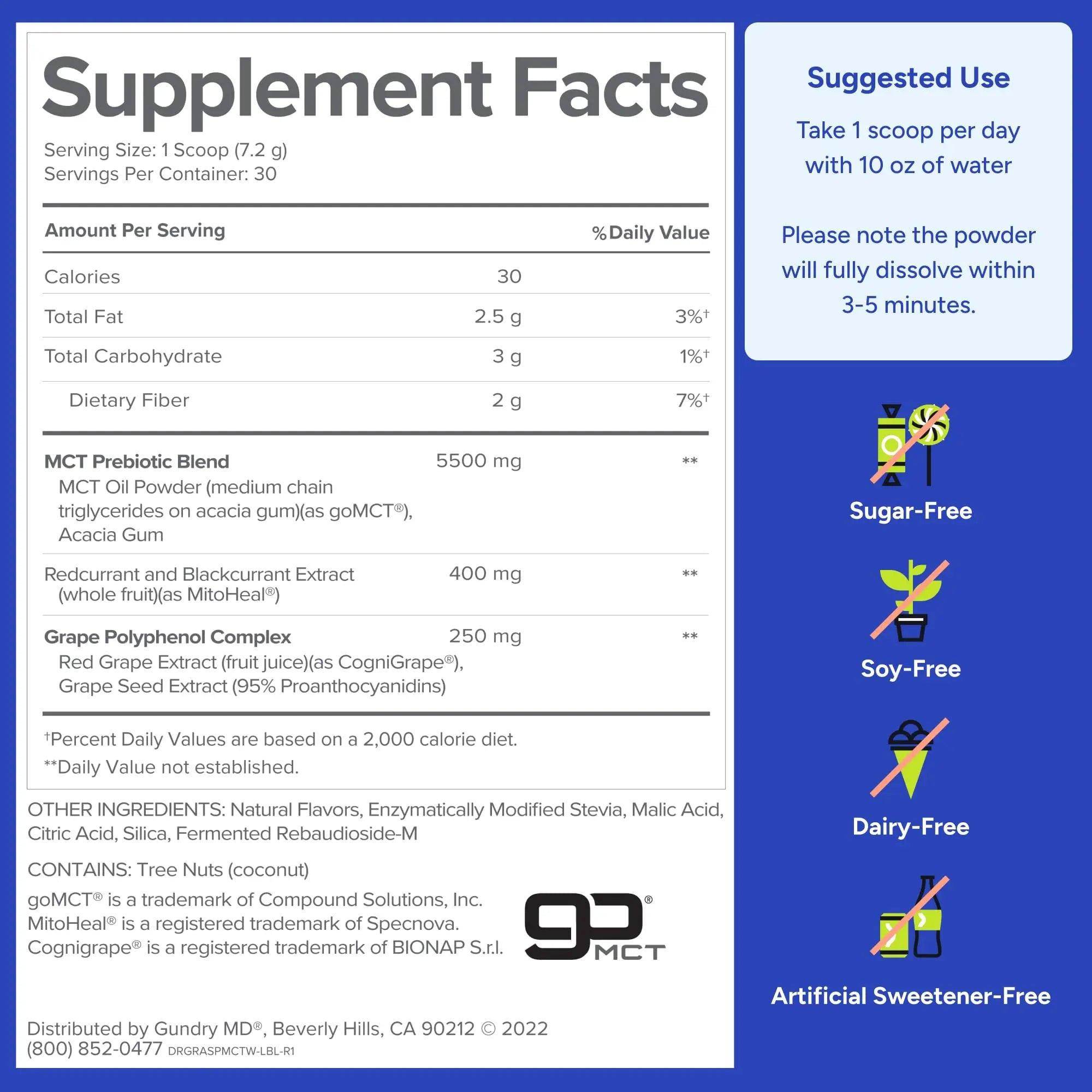 Gundry MD MCT Wellness Powder to Support Energy, Ketone Production and Brain Health, Keto Friendly, Sugar Free (30 Servings) (Raspberry Medley) Gundry MD Au supplements