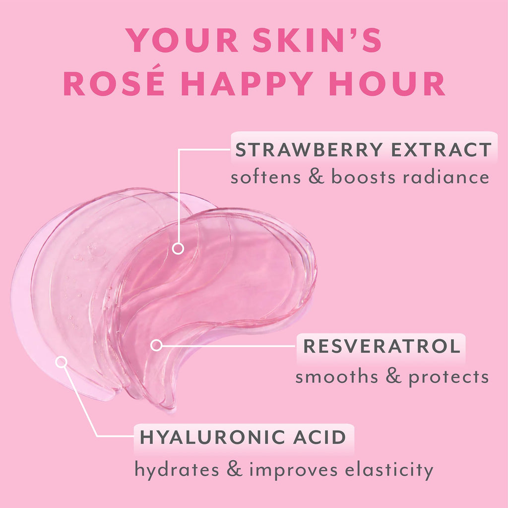 Patchology Serve Chilled Rosé Hydrating Under Eye Patches – Hyaluronic Acid & Antioxidant-Infused Eye Masks to Reduce Dark Circles