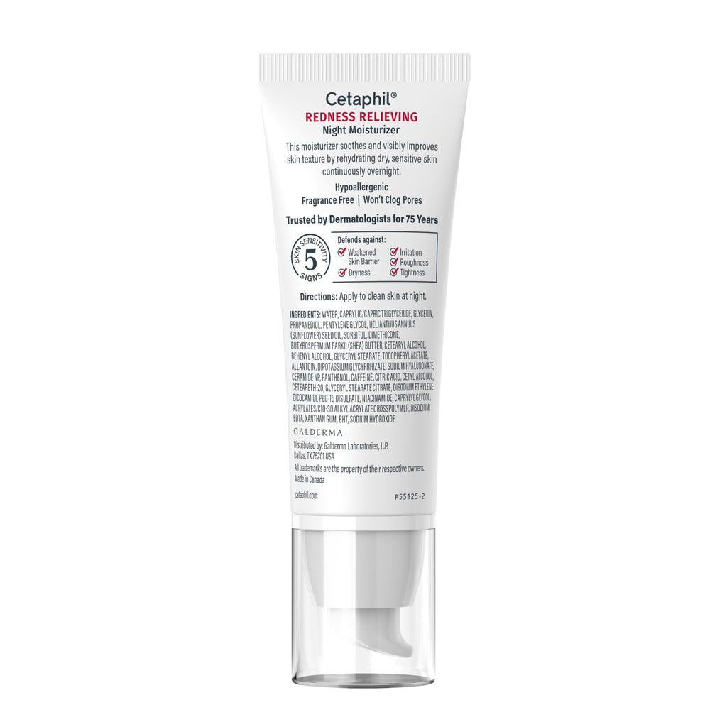 Cetaphil Night Cream, Redness Relieving Night Moisturizer for Face, 1.7 fl oz, For Dry, Redness-Prone Skin, Hypoallergenic, Fragrance Free