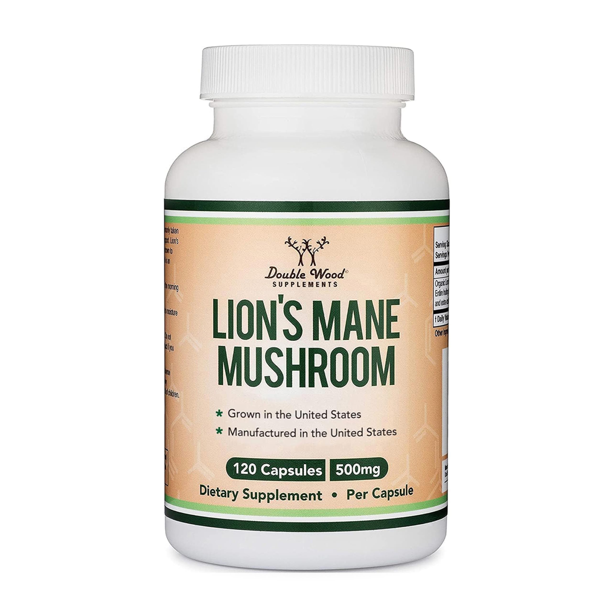 Organic Lions Mane Mushroom Capsules (120 Count), for Focus Support and Immune Health, Third Party Tested and Grown in The USA - by Double Wood Double Wood Supplements Au supplements