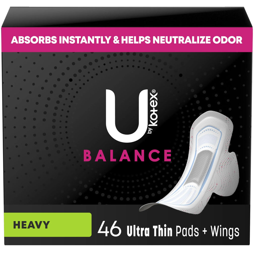 U by Kotex Balance Ultra Thin Pads with Wings, Heavy Absorbency, 46 Count (Packaging May Vary) U by Kotex Au supplements