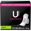 U by Kotex Balance Ultra Thin Pads with Wings, Heavy Absorbency, 46 Count (Packaging May Vary) U by Kotex Au supplements