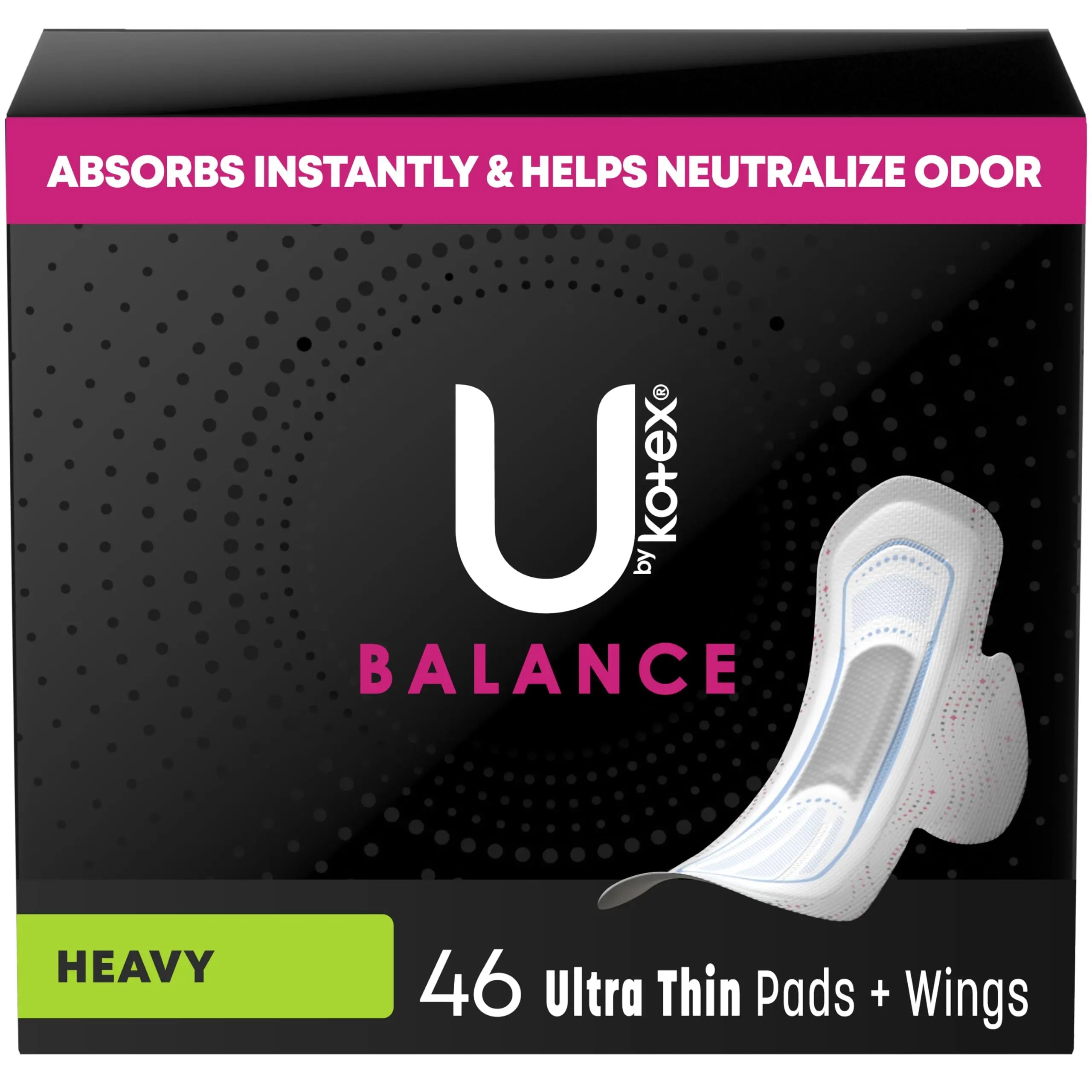 U by Kotex Balance Ultra Thin Pads with Wings, Heavy Absorbency, 46 Count (Packaging May Vary) U by Kotex Au supplements