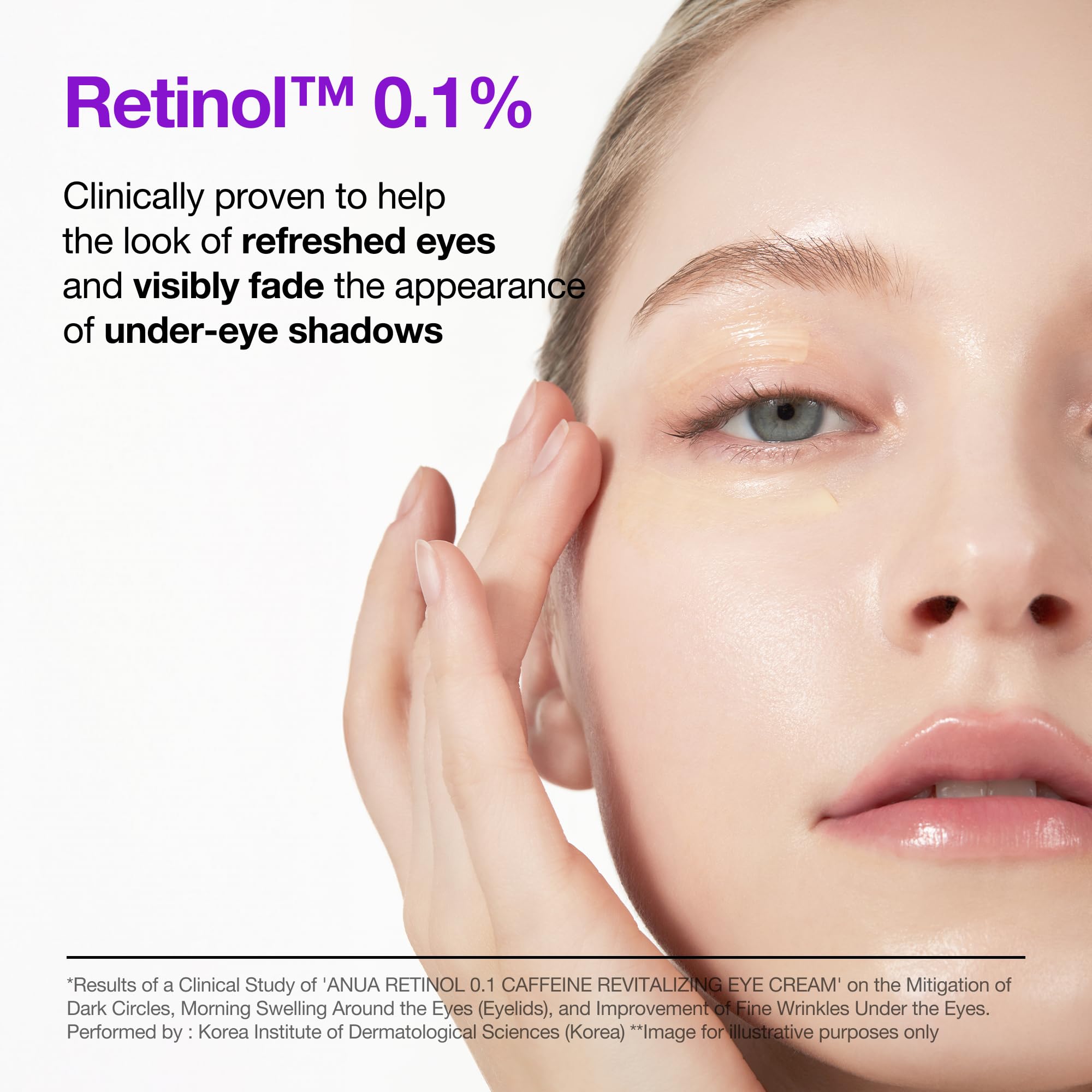 Anua Retinol 0.1 Caffeine Revitalizing Eye Cream, Lightweight Formula for Dark Circles & Puffiness