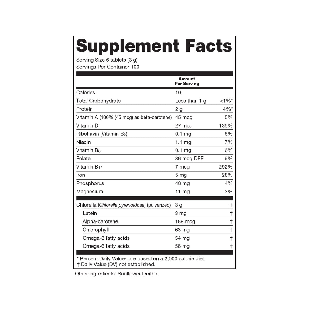 Sun Chlorella 500mg Whole Body Wellness Green Algae Superfood Supplement - Immune Defense, Gut Health, Natural Purification, Energy Boost