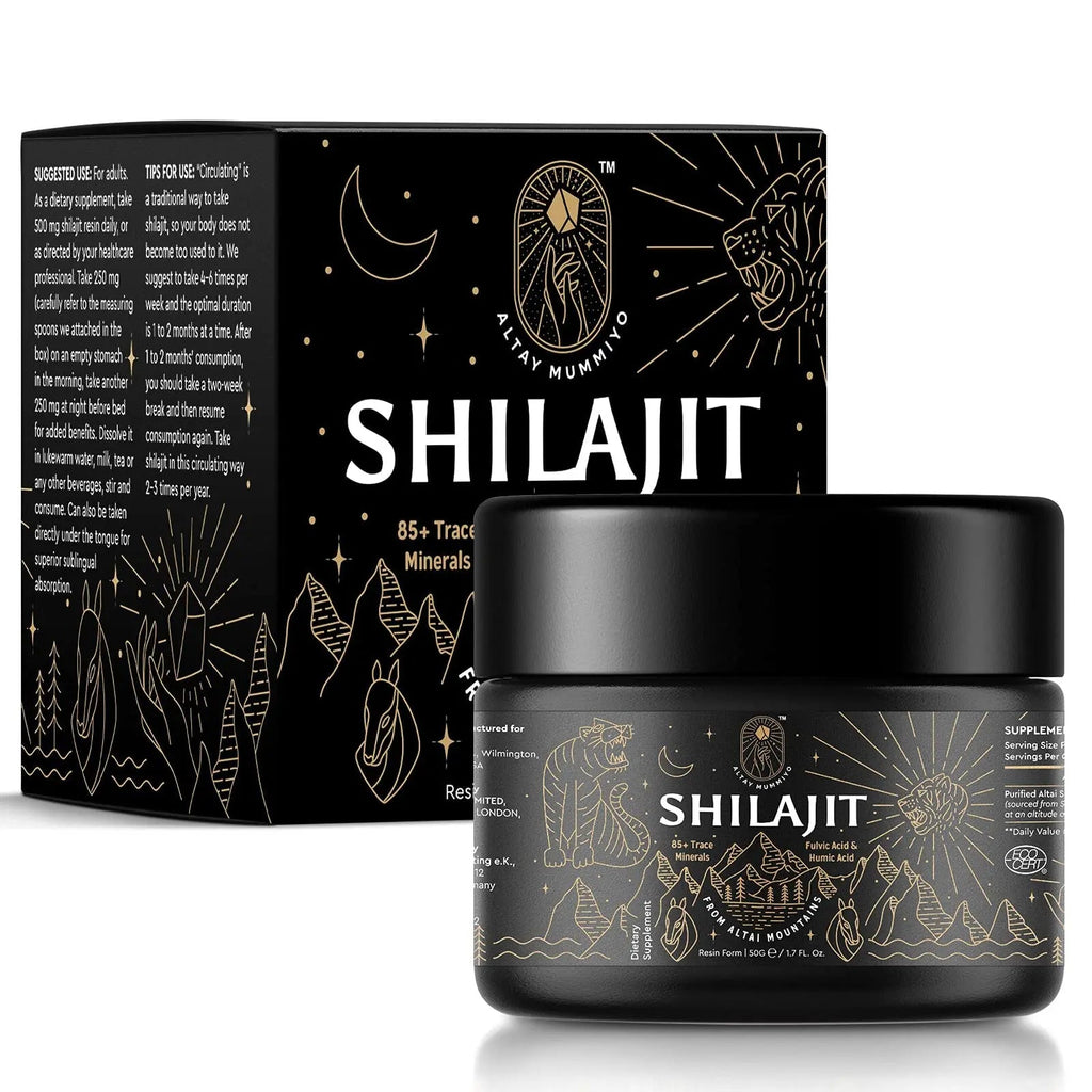 Shilajit Resin with Fulvic Acid & Trace Minerals, Original Siberian Pure Shilajit with 85+ Humic ALTAY MUMMIYO Au supplements