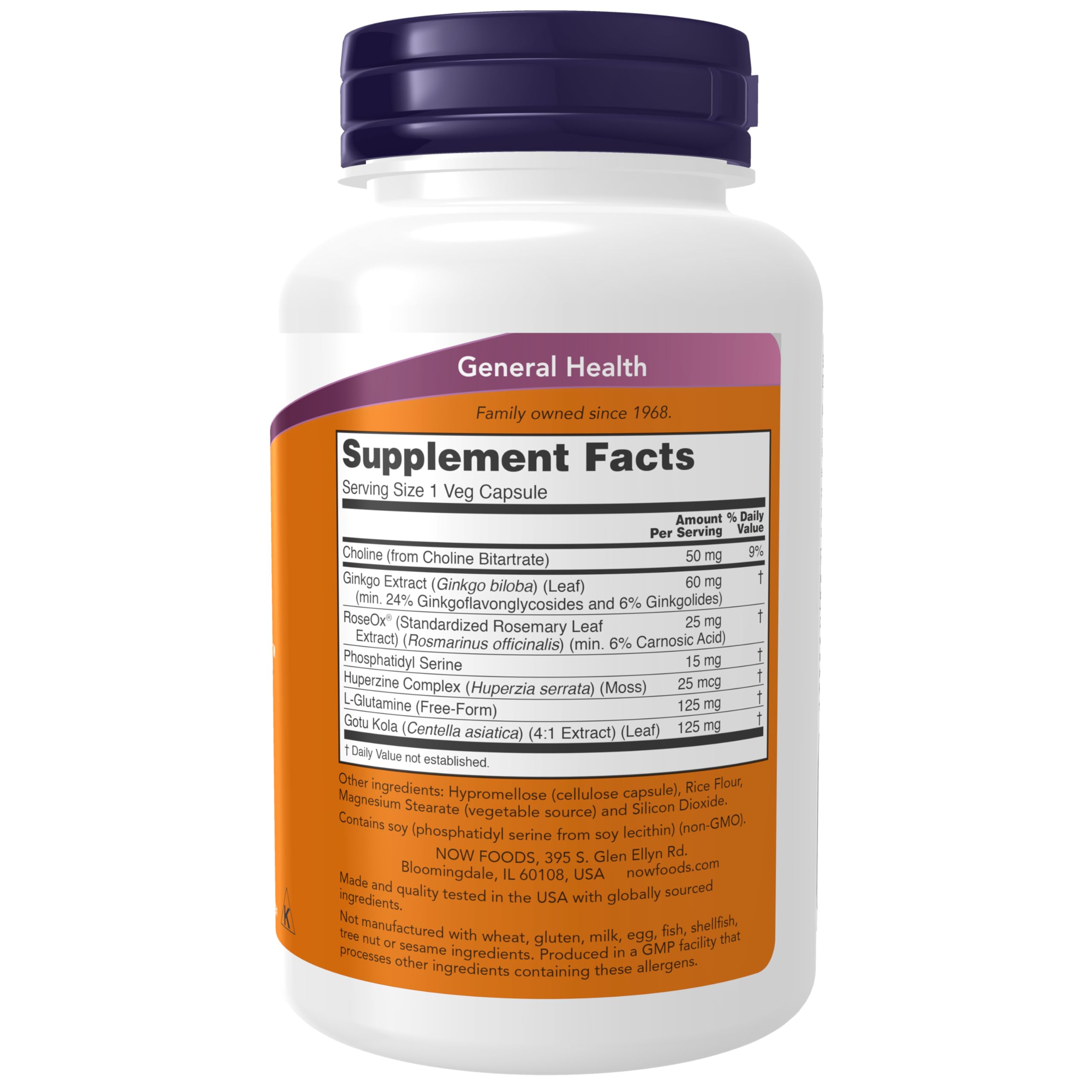 NOW Foods Supplements, Brain Elevate™, Featuring Ginkgo Biloba, RoseOx® and Phosphatidyl Serine, 120 Veg Capsules NOW Foods Au supplements