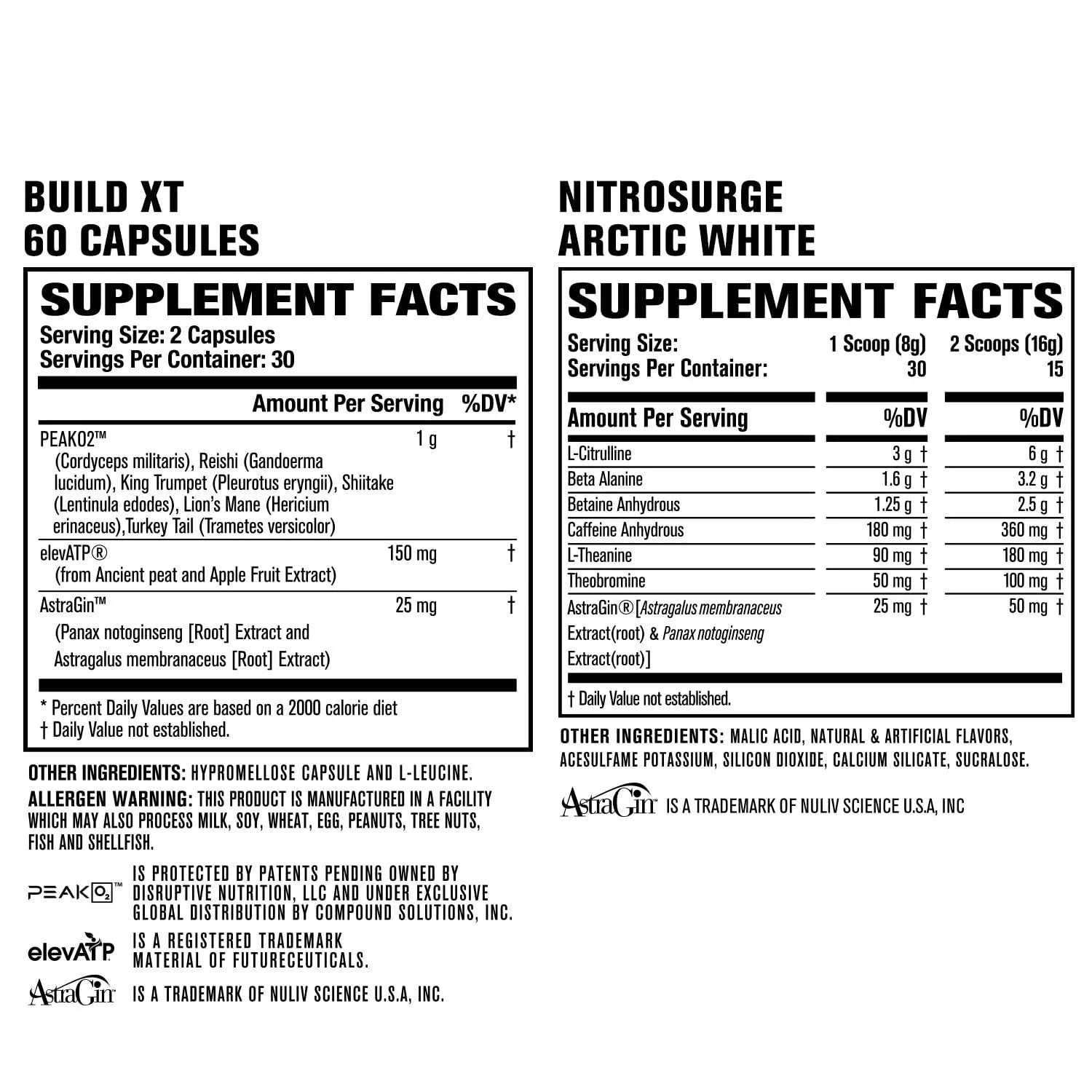 Jacked Factory Nitrosurge Pre-Workout in Arctic White & Build XT Muscle Building Bundle Jacked Factory Au supplements