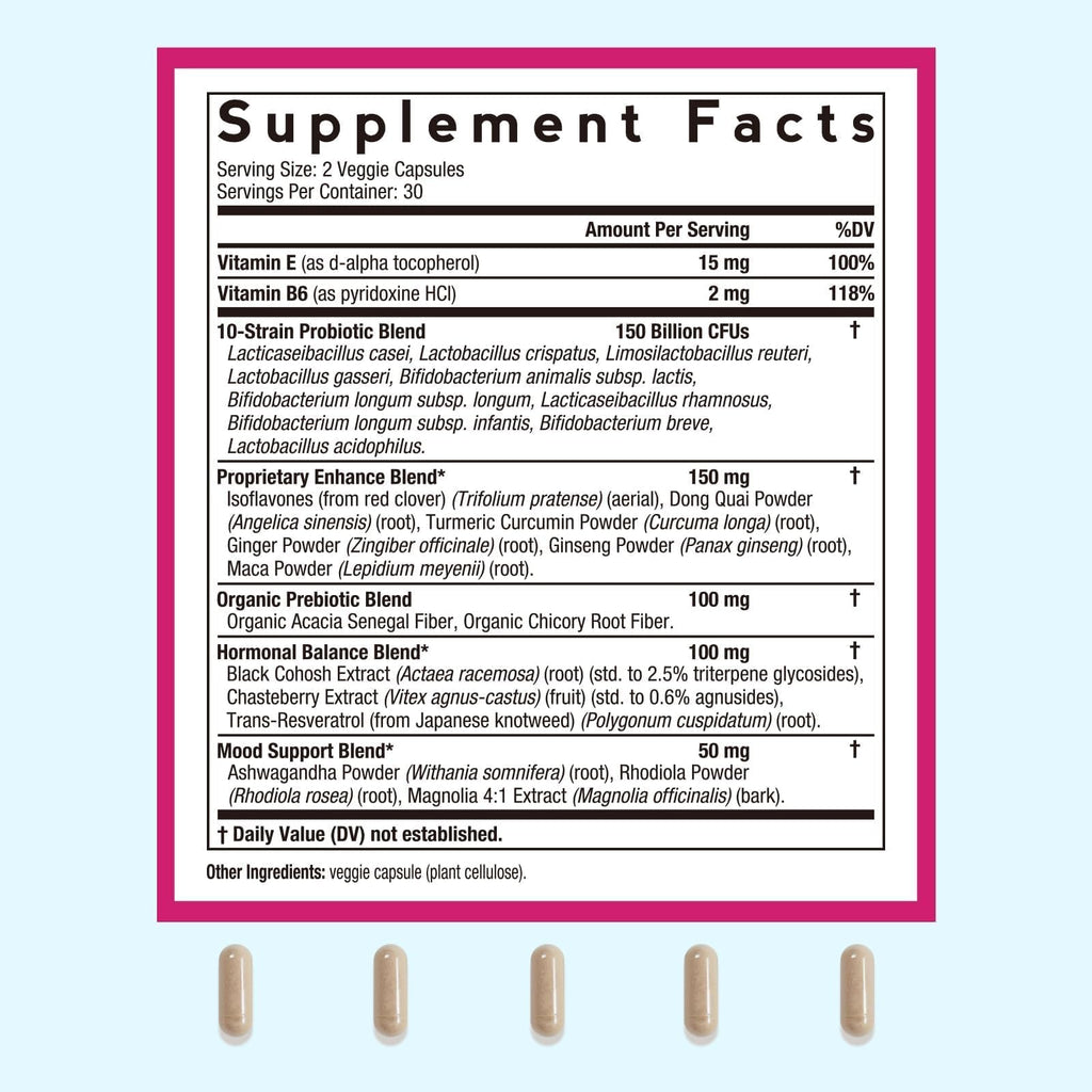 Doctor's Recipes Menopause Probiotic Supplements for Women, Black Cohosh for Menopause Hot Flashes, Probiotics with Ashwagandha, Dong Quai, Supports Energy, 60 Capsules Doctor's Recipes Au supplements