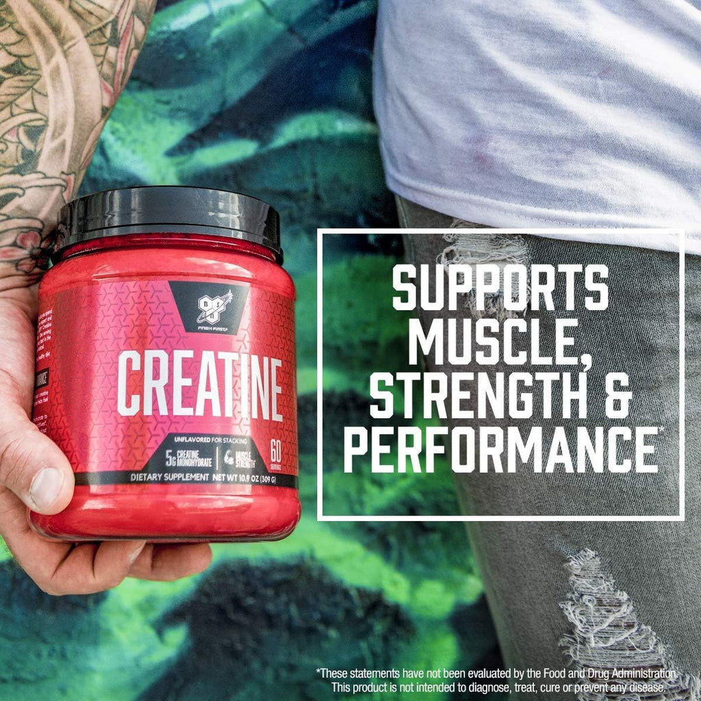 BSN Micronized Creatine Monohydrate Powder, Unflavored Creatine Powder, Micronized, Supports Muscle Building, Supports Muscle Strength, Gym Supplement