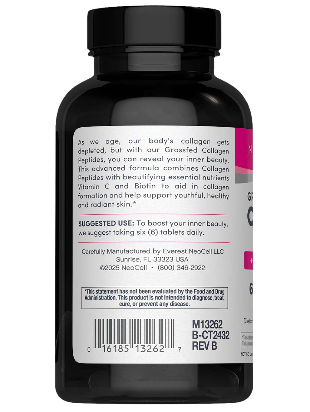 NeoCell Collagen Peptides Pills | 270 Caplets | with Vitamin C and Biotin | Grass Fed Bovine | Hair, Skin, & Nails | for Women and Men