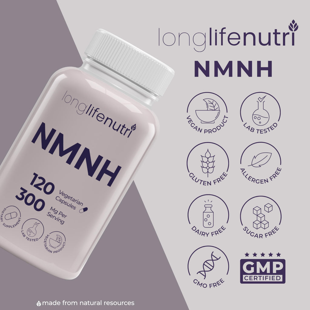 LongLifeNutri NMNH 300mg (Dihydronicotinamide Mononucleotide) - 120 Vegan Capsules, 2-Month Supply, NMN Alternative, NAD Supplement for Energy & Longevity, Lab Tested, Made in USA LongLifeNutri Au supplements