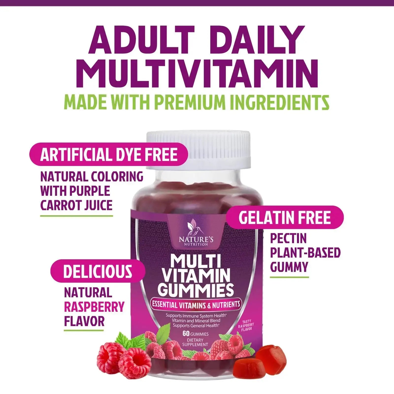 Multivitamin Gummies for Adult with Vitamins A, C, D, B12 - Gummy Multivitamins for Daily Nutritional Support Nature's Nutrition Au supplements