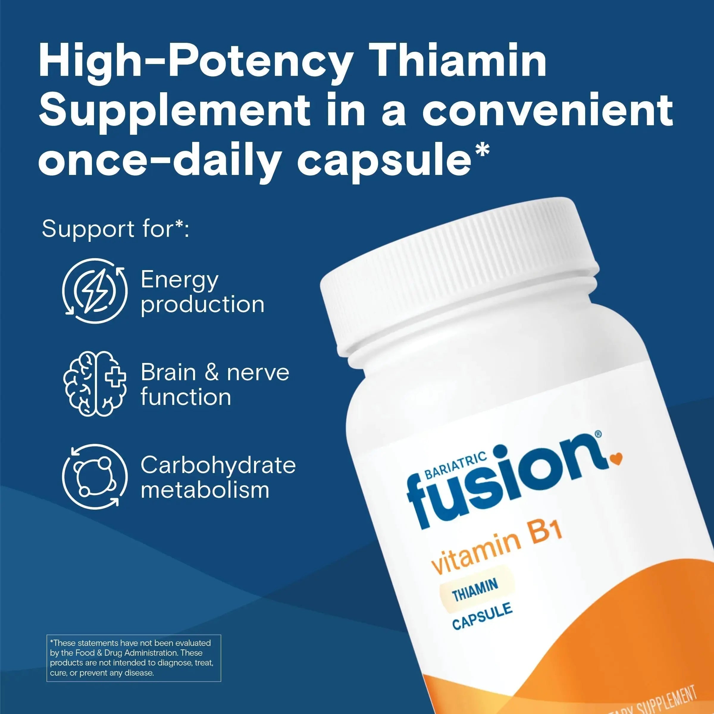 Bariatric Fusion Vitamin B1(Thiamine) for Bariatric Surgery Patients Including Gastric Bypass & Sleeve Gastrectomy, Easy to Swallow Capsule, 90 Count Bariatric Fusion Au supplements