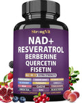 NAD Resveratrol Supplement with Berberine, Quercetin, CoQ10. Anti-Aging Formula for Women & Men. Liposomal NAD Plus, NAD+ Booster, Pure Organic Vitamin, USA StrongVit Au supplements