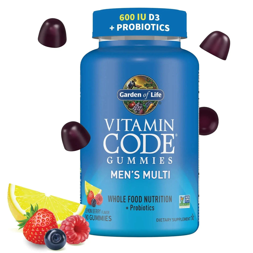 Men’s Multivitamin Gummy: Vitamins C, D, E, B & Zinc for Energy, Stamina & Stress, Probiotics for Digestive & Immune Health, Vitamin Code Garden of Life Au supplements