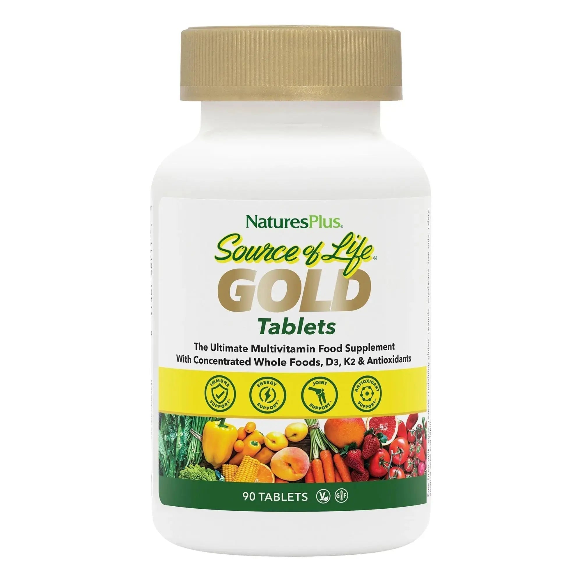 NaturesPlus Source of Life Gold Multivitamin - 90 Tablets - with Vitamins D3, B12 & K2 - Blood, Bone & Immune Support Aus Healthcare Au supplements