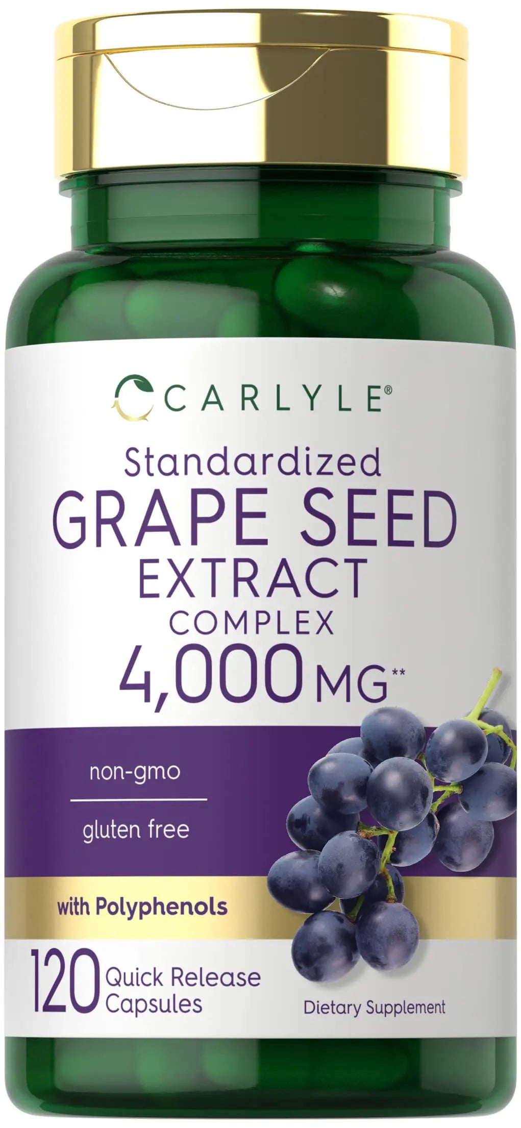 Carlyle Grape Seed Extract 4,000mg | 120 Quick Release Capsules | Standardized Extract Carlyle Au supplements
