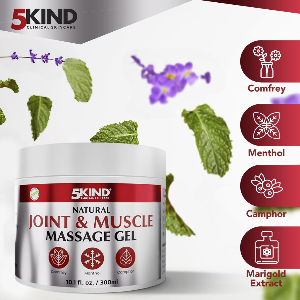 Natural Joint & Musccle Therapy Gel 10.1 Fl Oz- Calendula Cream with Camphor, Comfrey & Menthol - High Strength Revitalising Muscle Rub- Joint Gel for Muscles, Back, Knees, Neck & Shoulders 5Kind 5kind clinical skincare Au supplements