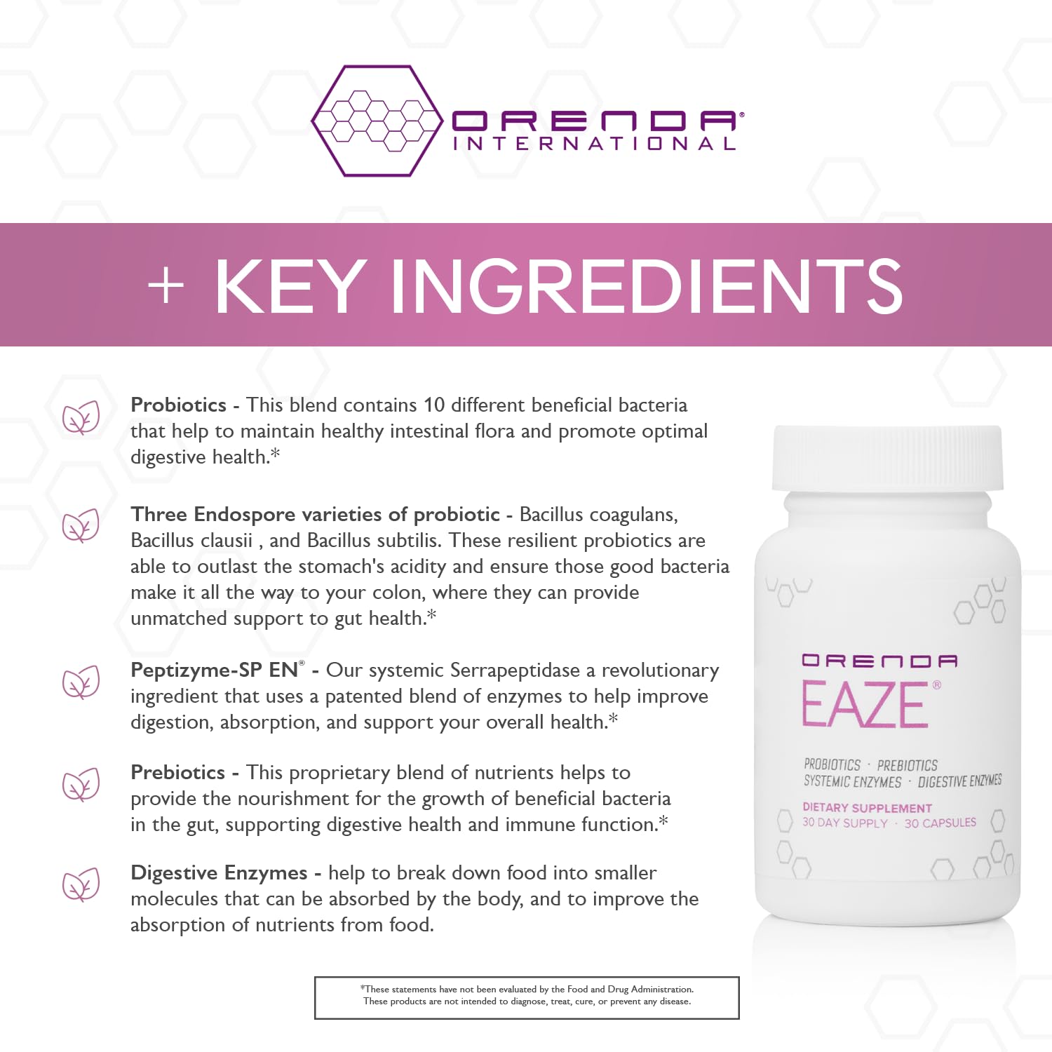Orenda Eaze®: Gut Wellness Capsules | 6-in-1 Digestive Support with Probiotics, Endospores, Peptizyme-SP EN, Prebiotics, and Digestive Enzymes