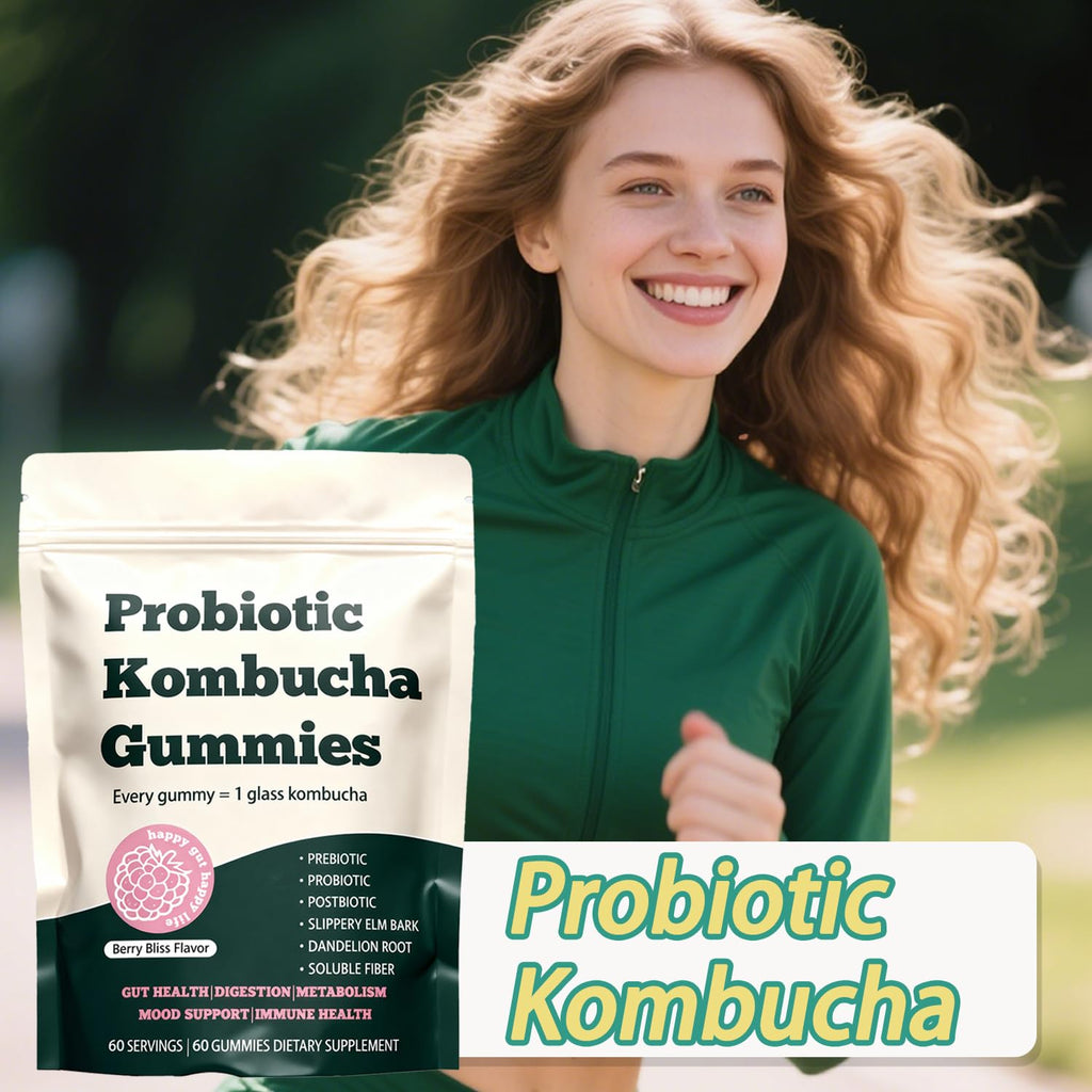 Glo Vous Probiotic Kombucha Gummies – 60 Gummies, with Prebiotics, Postbiotics & Fiber,Includes Slippery Elm, Dandelion Root & MCT Oil,Supports Digestive Health, Bloating Relief & Gut Support Glo Vous Au supplements