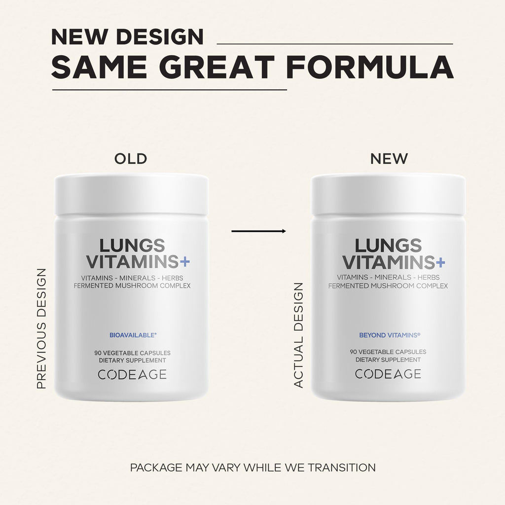 Codeage Lungs Vitamins, A, C, D, E, B6, Milk Thistle Lung Supplement, Zinc & Magnesium, Cordyceps, Reishi, Chaga, Poria, Tylophora, Ginger, Peppermint Leaf Organic Herb Cleanse - Non-GMO - 90 Capsules Codeage Au supplements